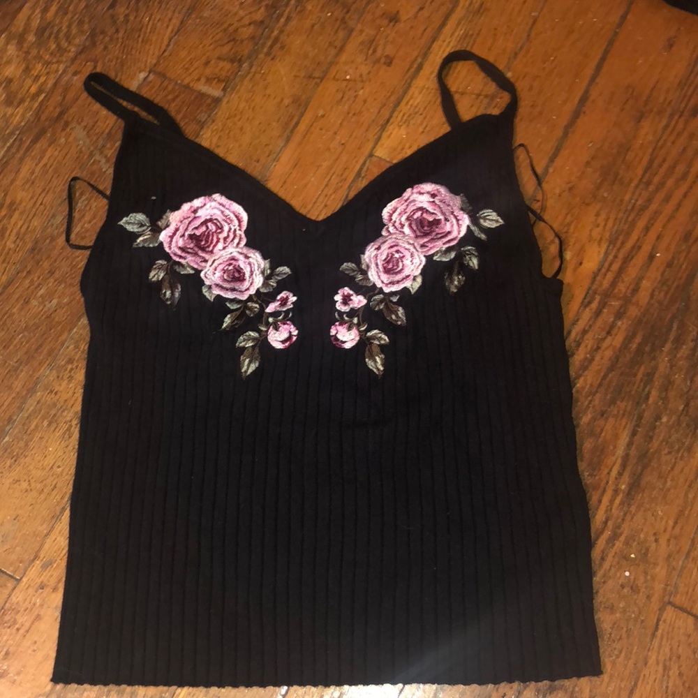 Black Embroidered Tank